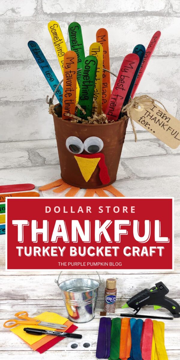Dollar Store Thankful Turkey Bucket Craft