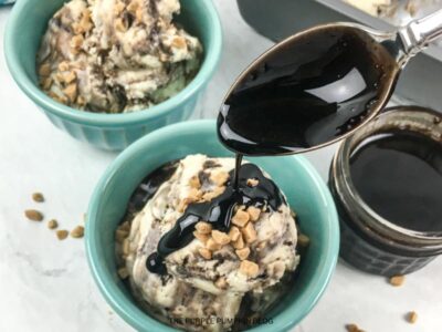 Drizzling Chocolate Sauce on Ice Cream