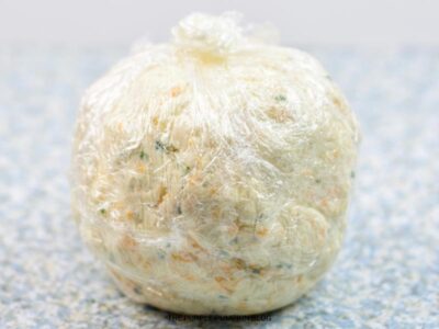 Forming Cheese into Ball in Plastic Wrap
