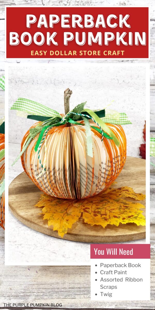 Paperback Book Pumpkin - Easy Dollar Store Craft