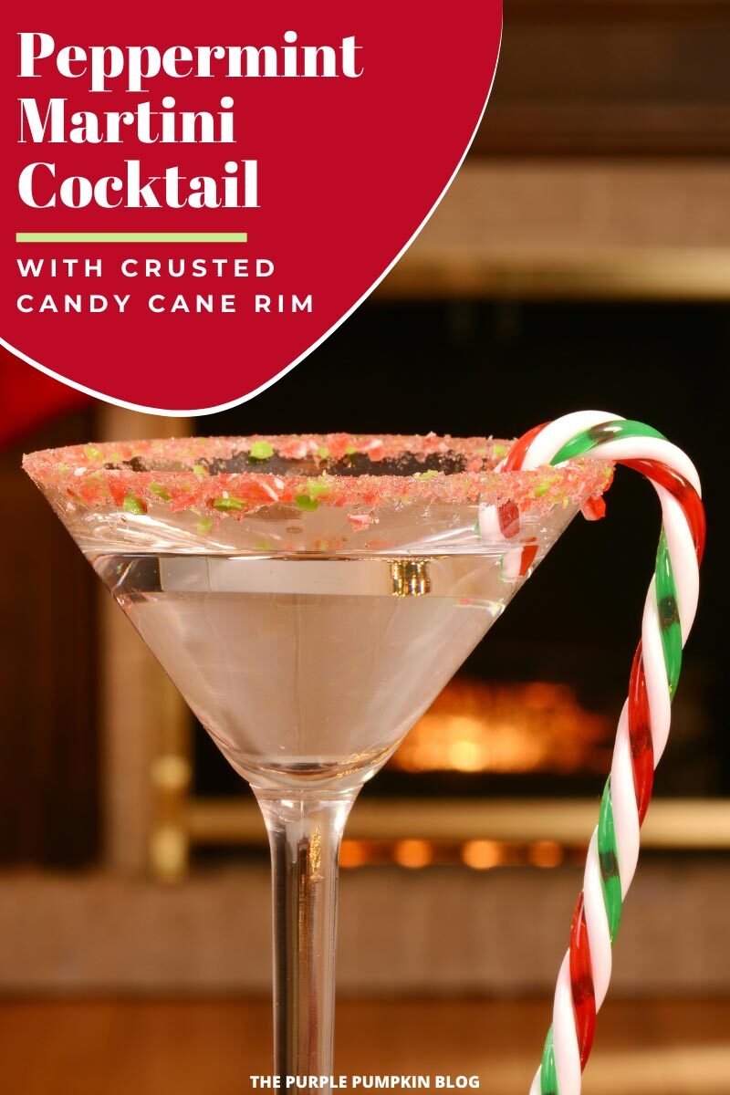 Peppermint Martini Cocktail with Crushed Candy Cane Rim