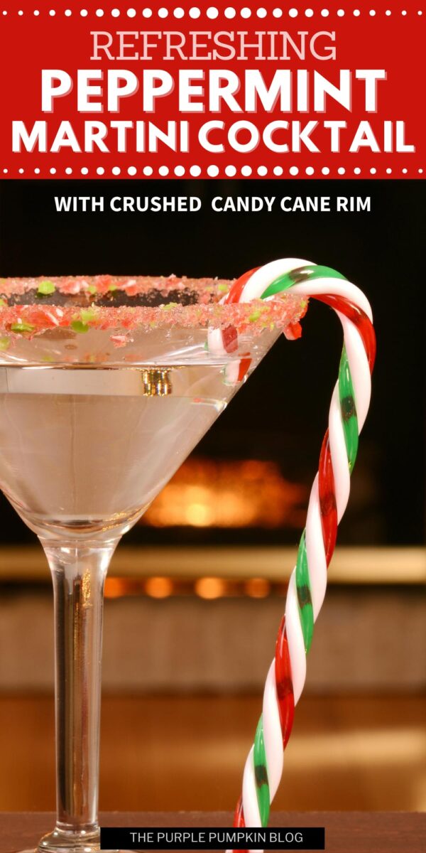 Refreshing Peppermint Martini Cocktail with Crushed Candy Cane Rim