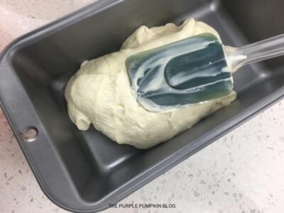 Spreading Cream Mixture in Loaf Pan