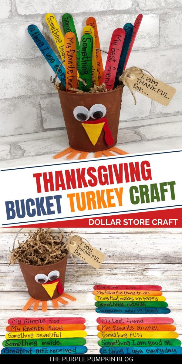 Thanksgiving Bucket Turkey Craft - Dollar Store Craft