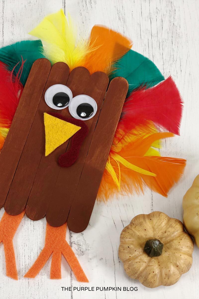 Craft Stick Turkey Craft for Kids! Fun Thanksgiving Activity!