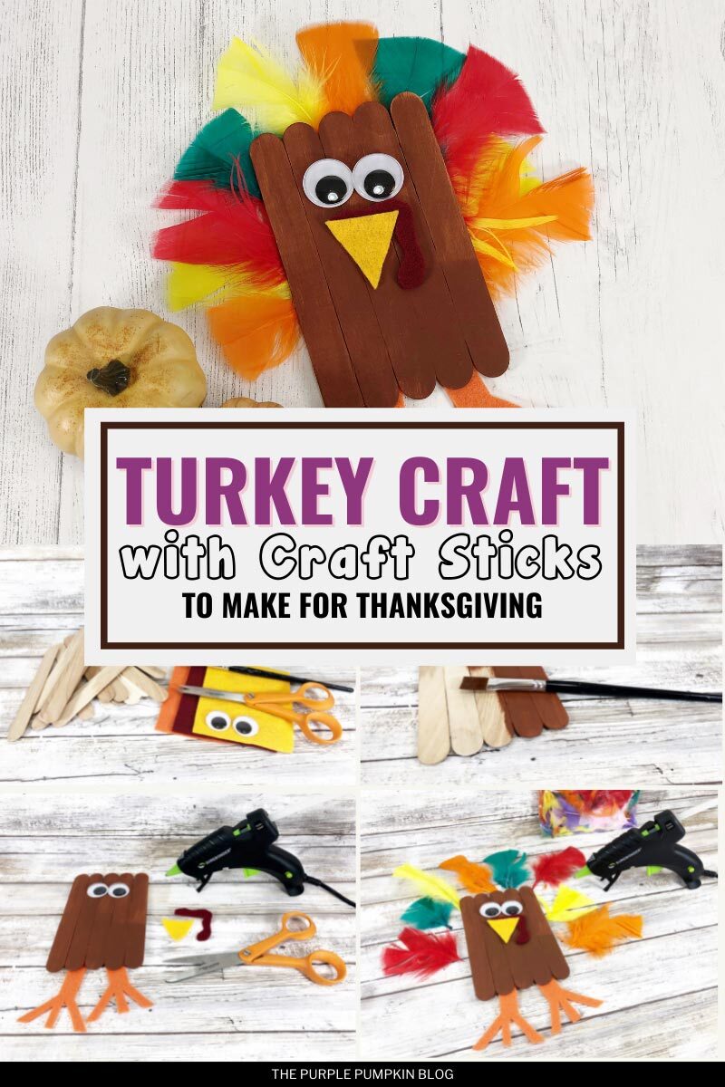 Turkey Craft with Craft Sticks for Thanksgiving