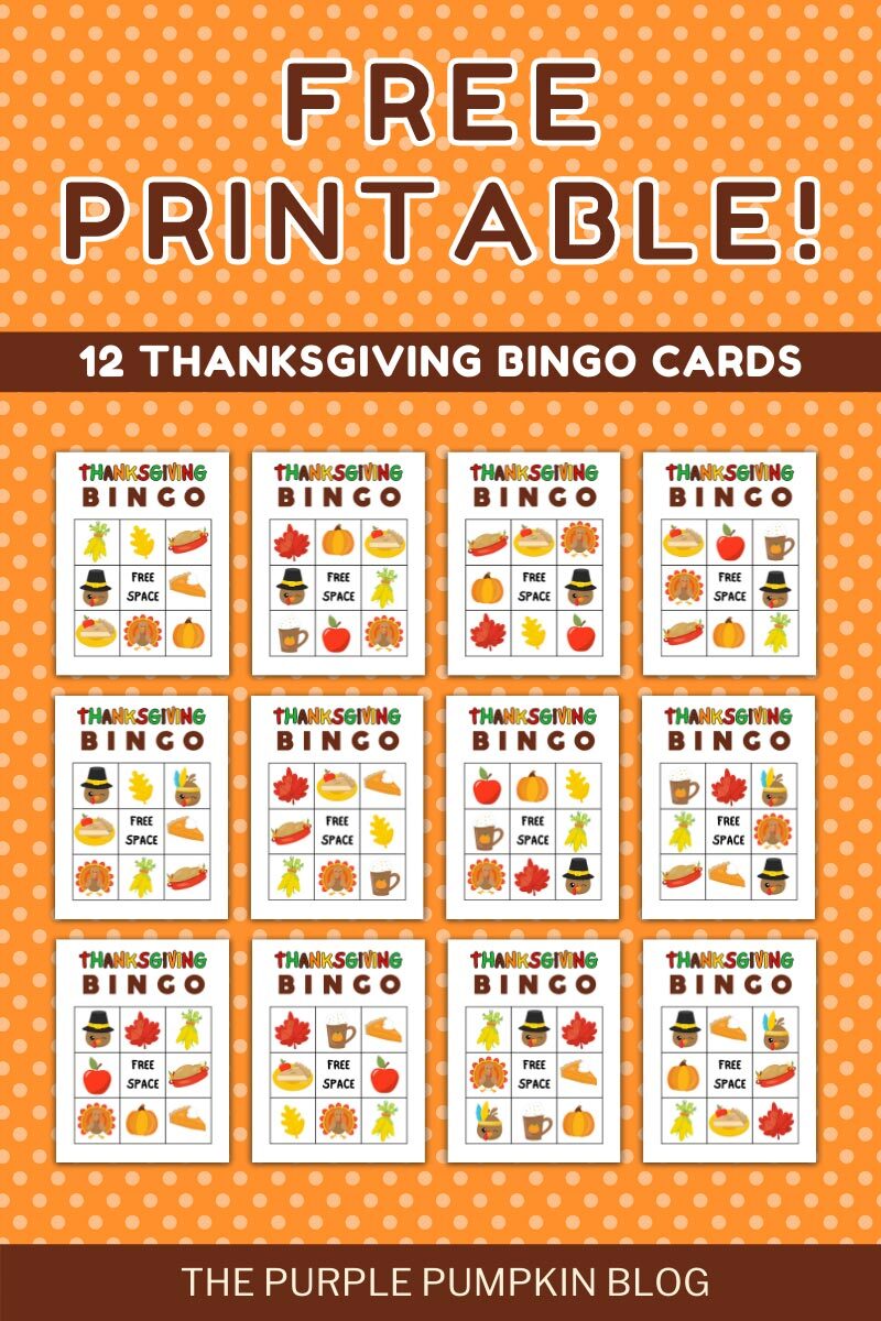 12 Thanksgiving Bingo Cards to Print
