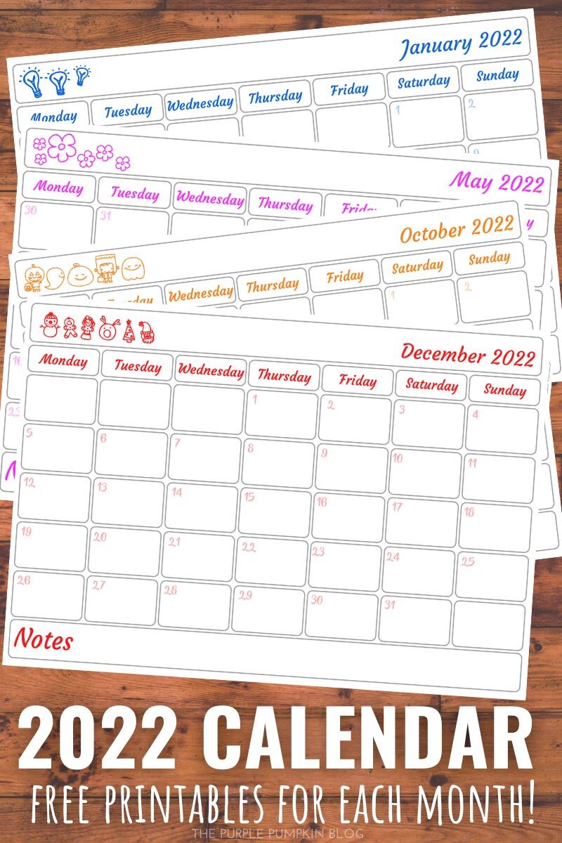 2022 Calendar - Free Printables for Each Month