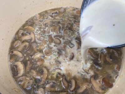 Adding Tempered Cream to Pan