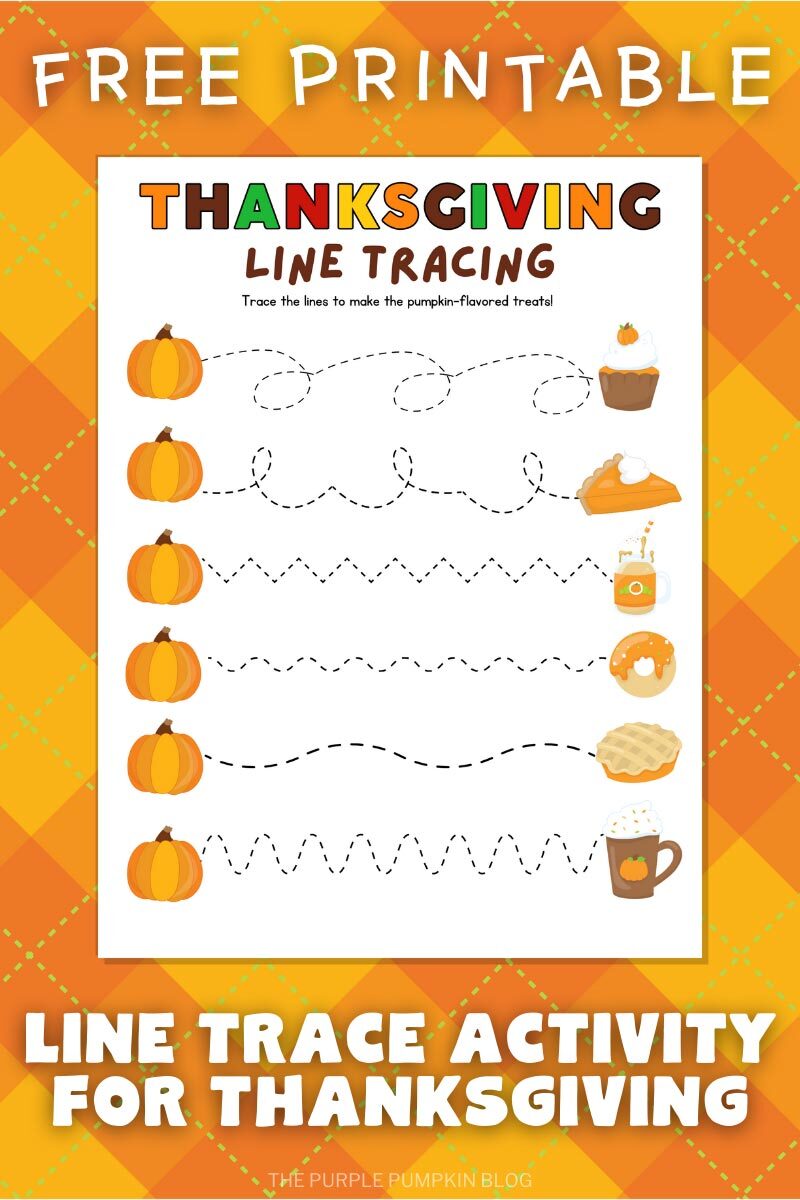 Free Printable Line Trace Activity for Thanksgiving