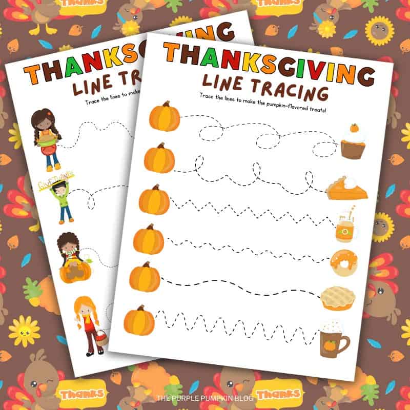 Free Printable Thanksgiving Line Tracing Worksheet