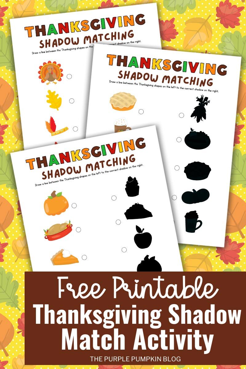 Free Printable Thanksgiving Shadow Match Activity
