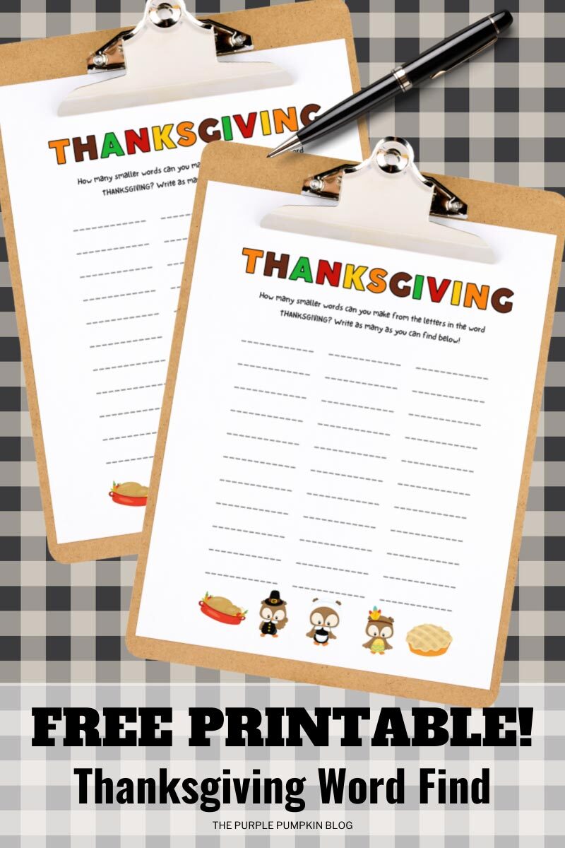 Free Printable! Thanksgiving Word Find