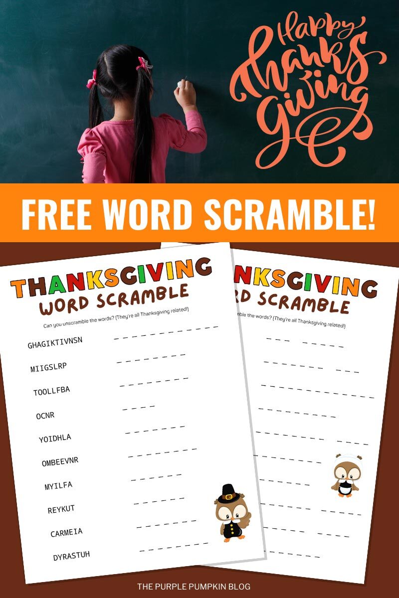 Free Word Scramble for Thanksgiving