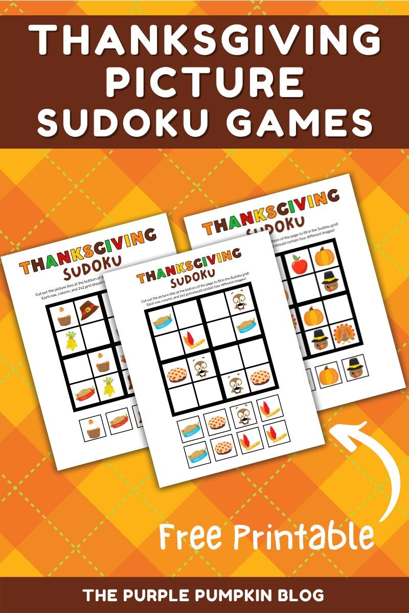 Thanksgiving Picture Sudoku Game - Free Printable