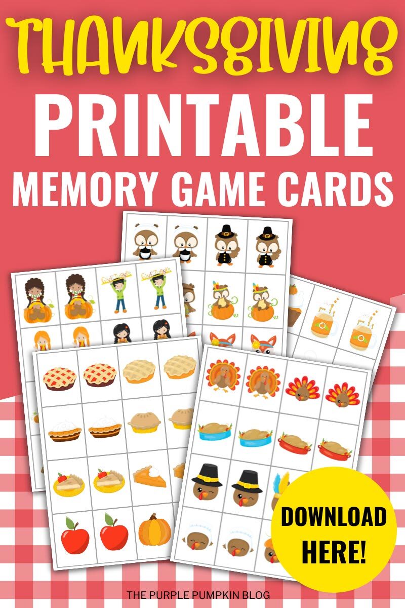 Thanksgiving Printable Memory Game Cards