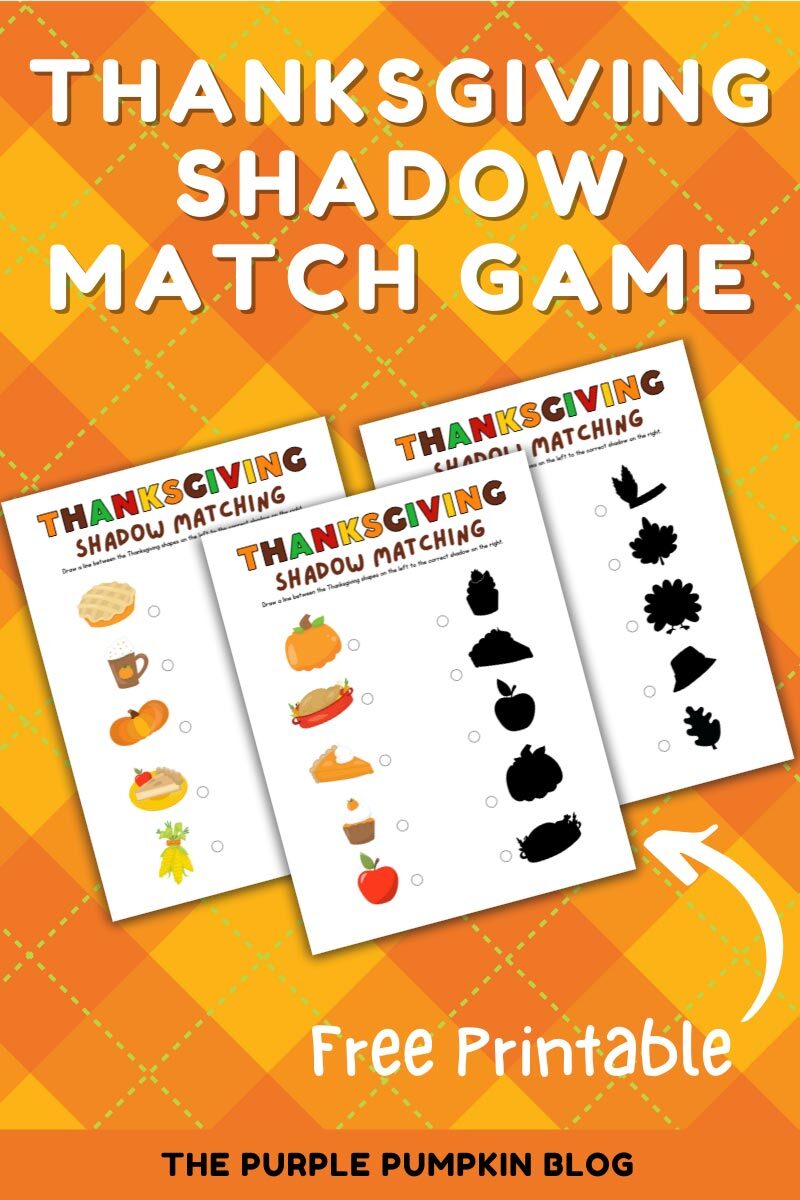 Thanksgiving Shadow Match Game Free Printable