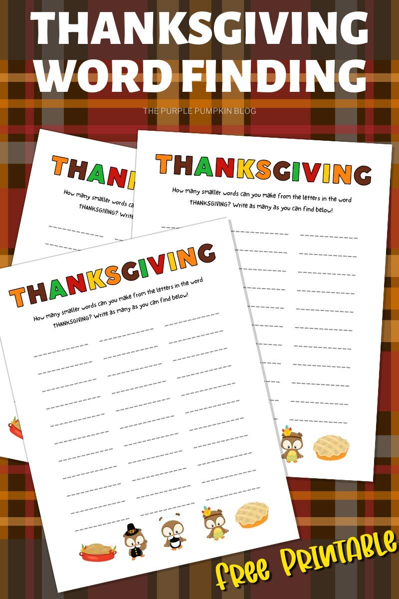 Thanksgiving Word Finding Free Printable