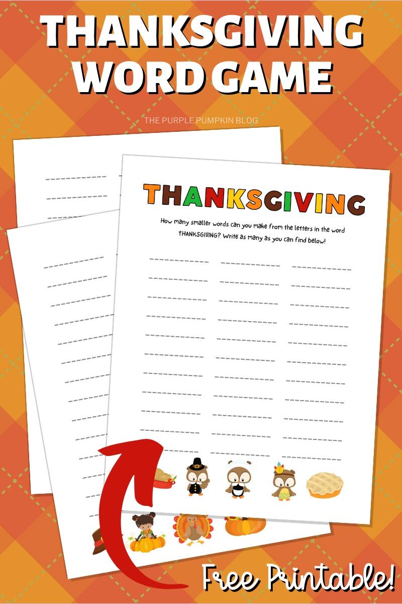 Thanksgiving Word Game Free Printable!