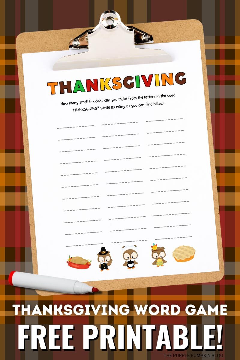 Thanksgiving Word Game Free Printable!