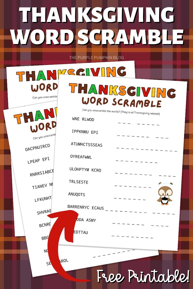 Thanksgiving Word Scramble Free Printable! (2)