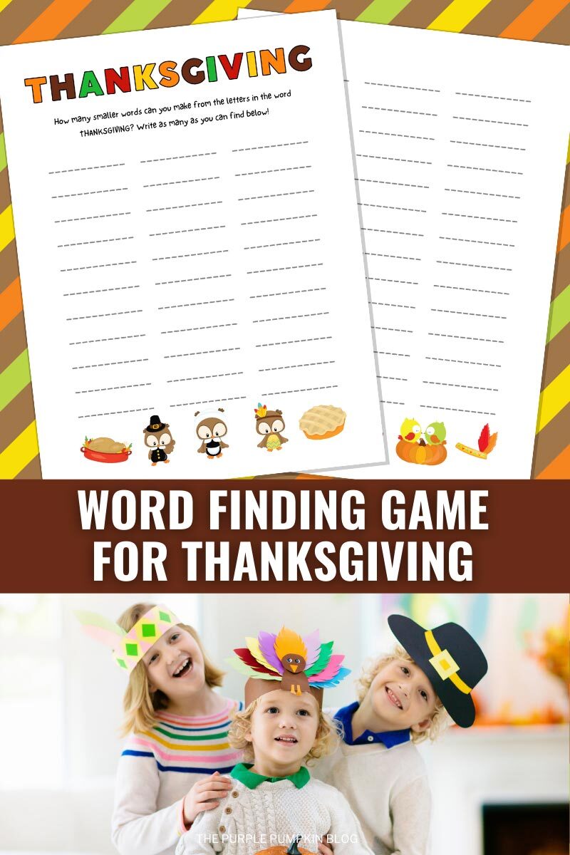 Word Finding Game for Thanksgiving