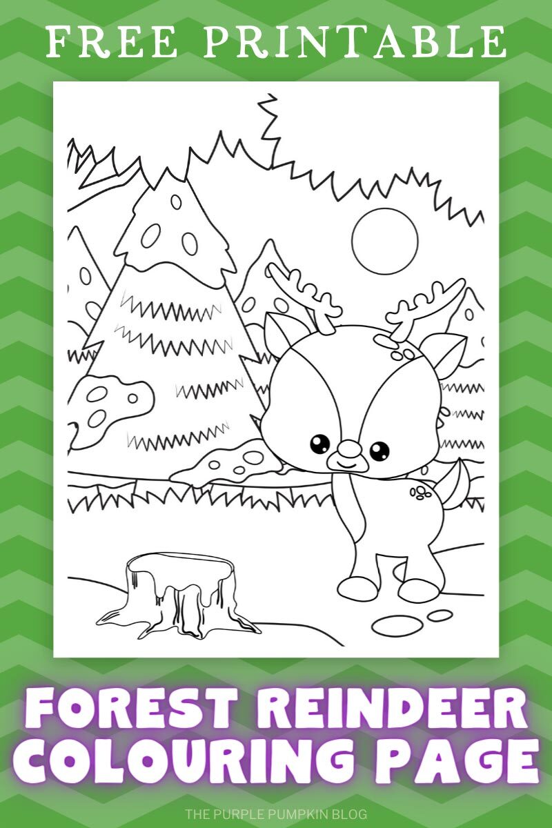 Free Printable Forest Reindeer Colouring Page