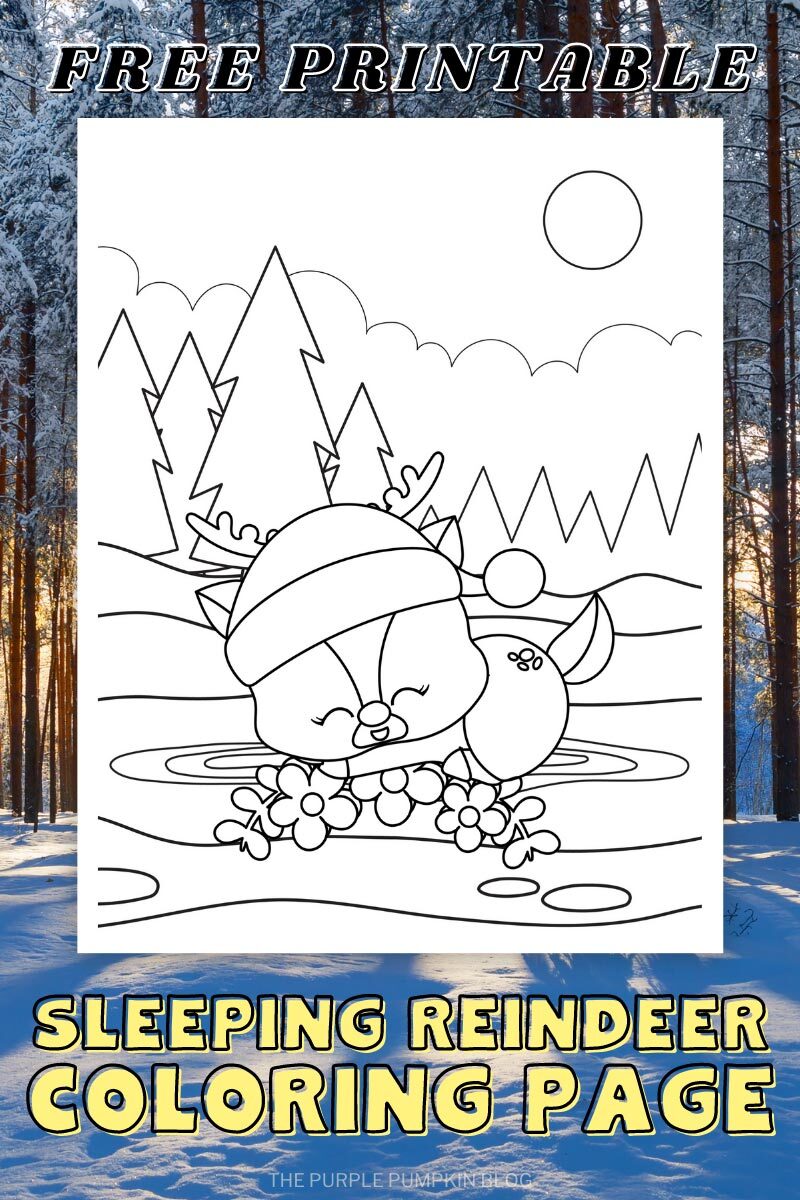 Free Printable Sleeping Reindeer Coloring Page