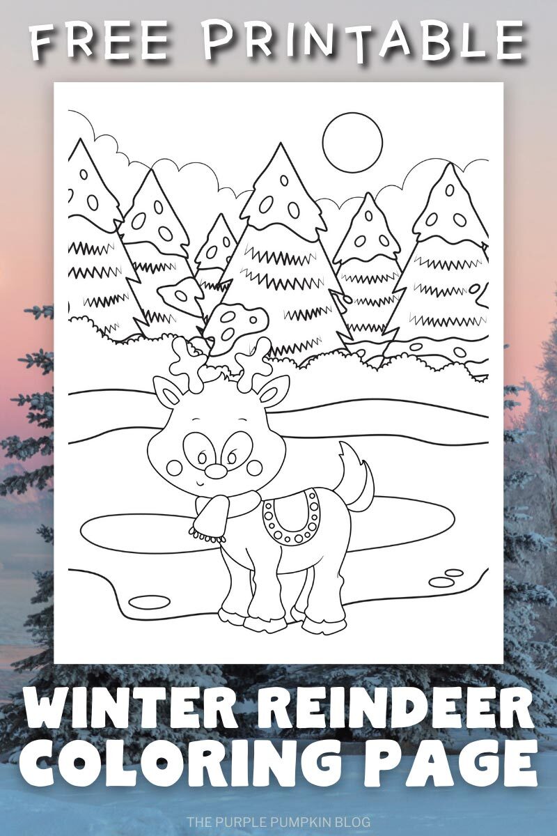 Free Printable Winter Reindeer Coloring Page