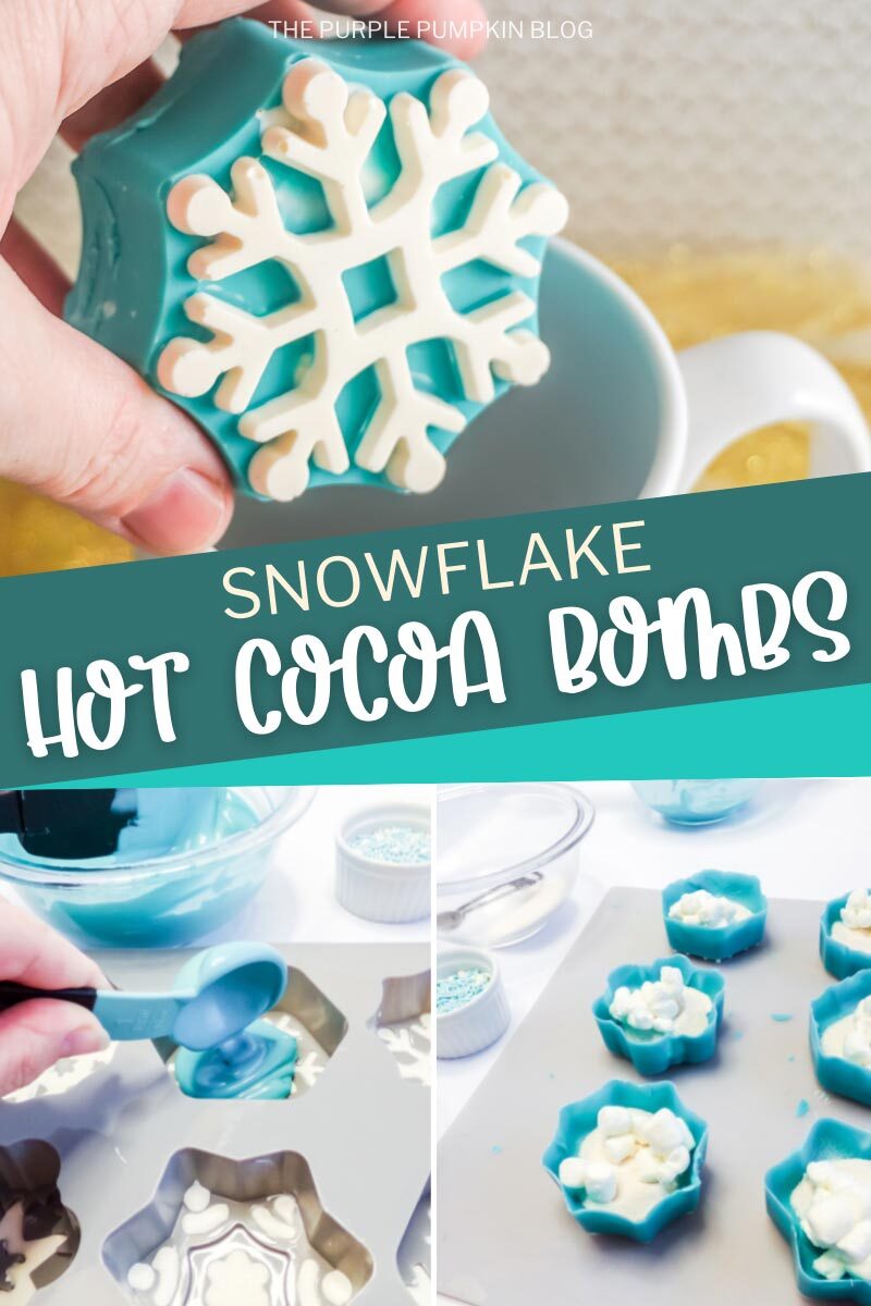 Snowflake Hot Cocoa Bombs Filled with White Hot Chocolate Mix