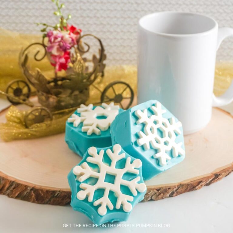 Snowflake Hot Cocoa Bombs Filled with White Hot Chocolate Mix