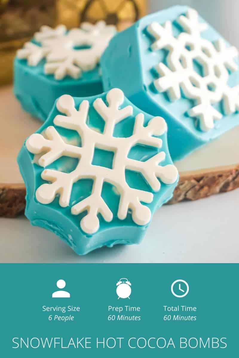 Snowflake Hot Cocoa Bombs Filled with White Hot Chocolate Mix