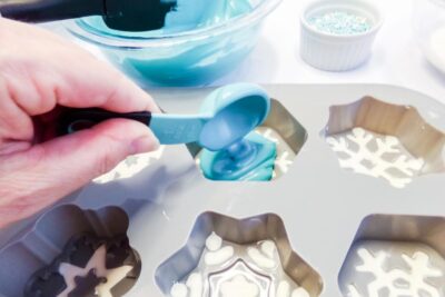 Adding Blue Candy Melts to Mold