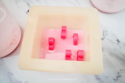 Adding Heart Soaps to Loaf Mold