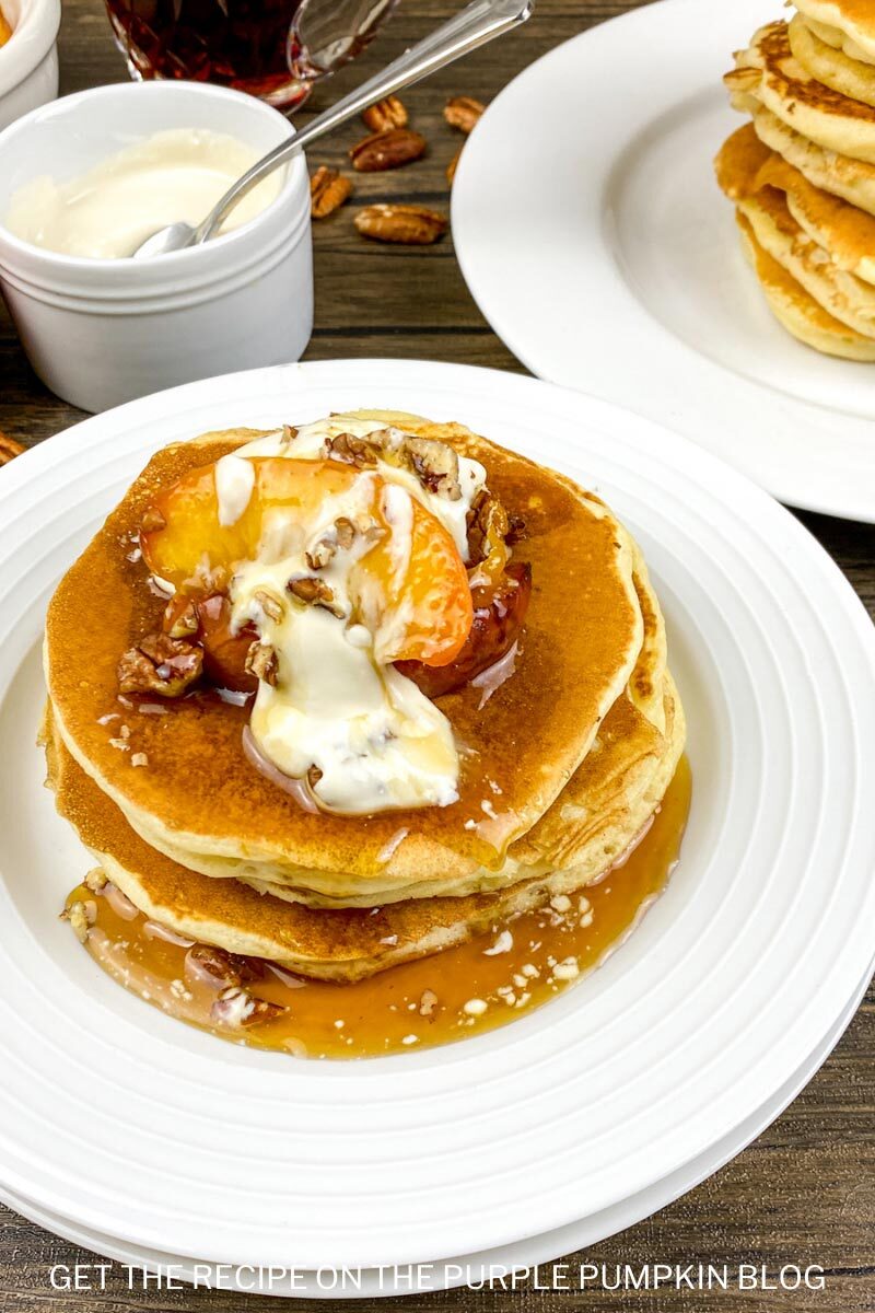 Delicious Buttermilk Pancakes and Peaches
