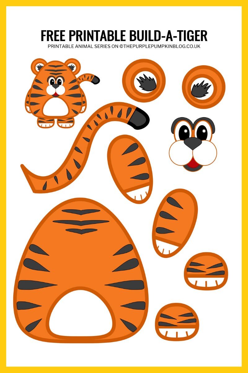 Build-A-Tiger - Free Printable Paper Tiger Craft Template!