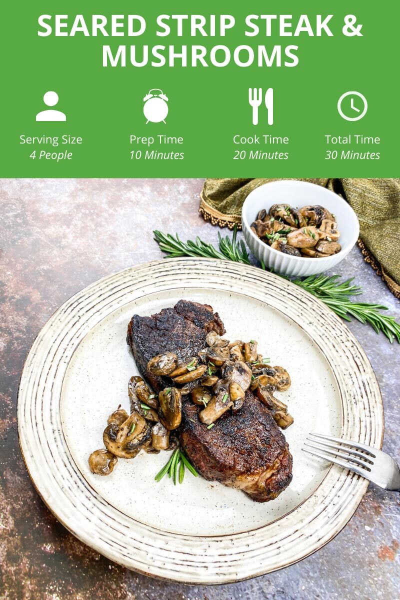 How Long Does It Take To Make Seared Strip Steak and Mushrooms