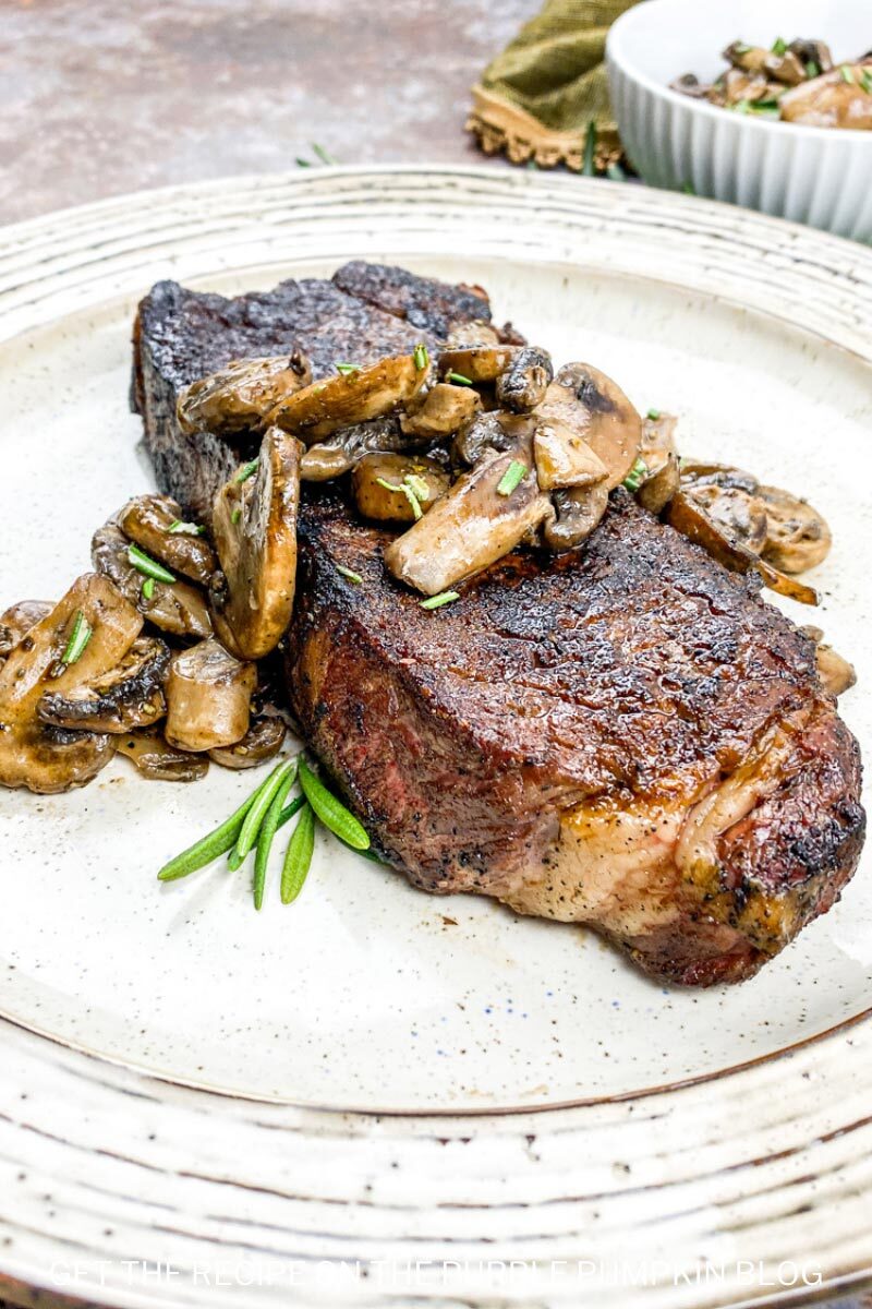 Keto Dinner Idea - Seared Strip Steak and Mushrooms