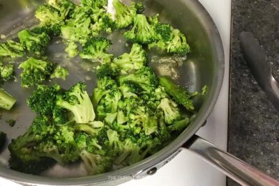Raw Broccoli in Skillet