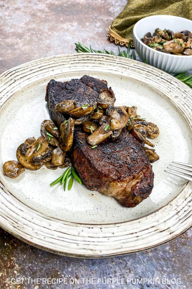 Seared Strip Steak with Mushrooms Recipe