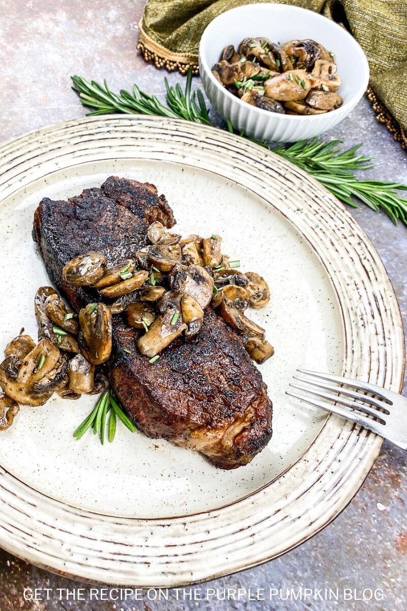 Strip Steak & Mushrooms (Low Carb Dinner)