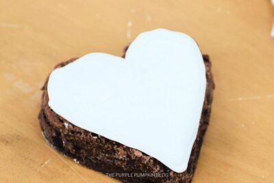 White Frosting on Heart Shaped Brownie