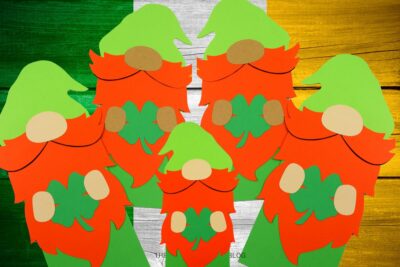 Assembled St. Patrick's Day Gnomes Made with Green Paper