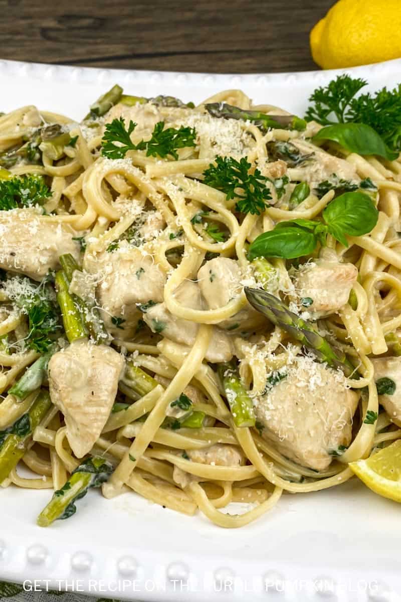 Creamy Chicken and Asparagus Linguine (35Minute) Recipe
