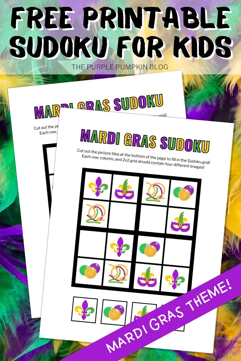 Free Printable Sudoku for Kids (Mardi Gras Theme!)