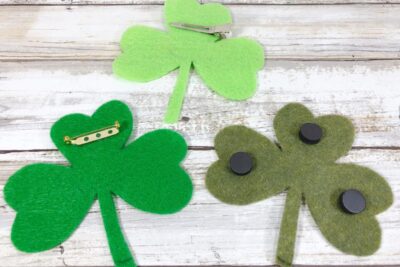 Hair Clips, Pin Backs, and Magnets Glued in Place