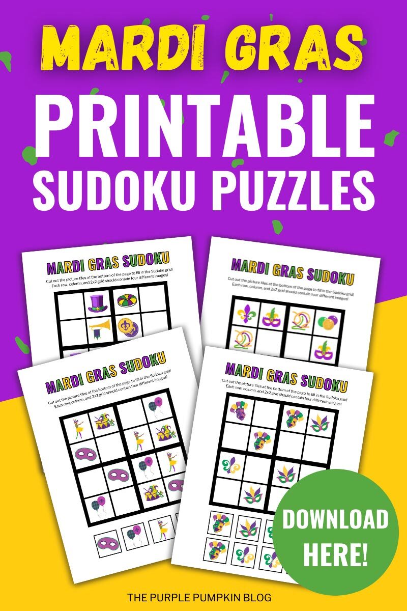 Mardi Gras Printable Sudoku Puzzles (Download Here)