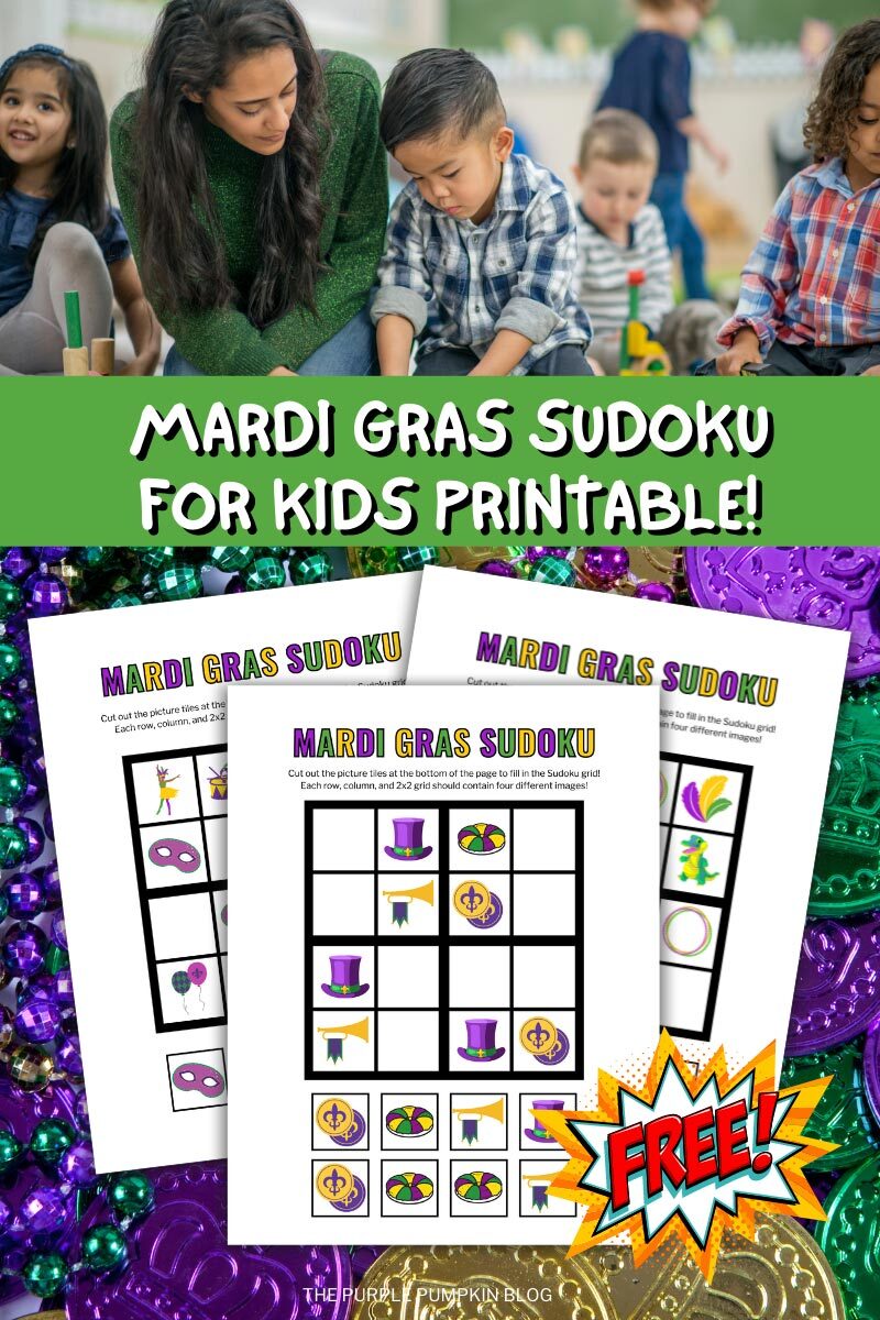 Mardi Gras Sudoku for Kids Printable!