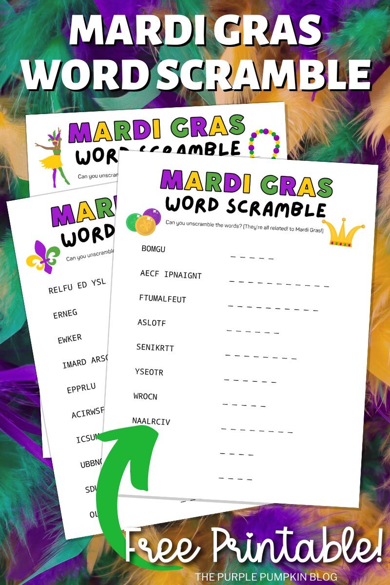 Mardi Gras Word Scramble Free Printable!