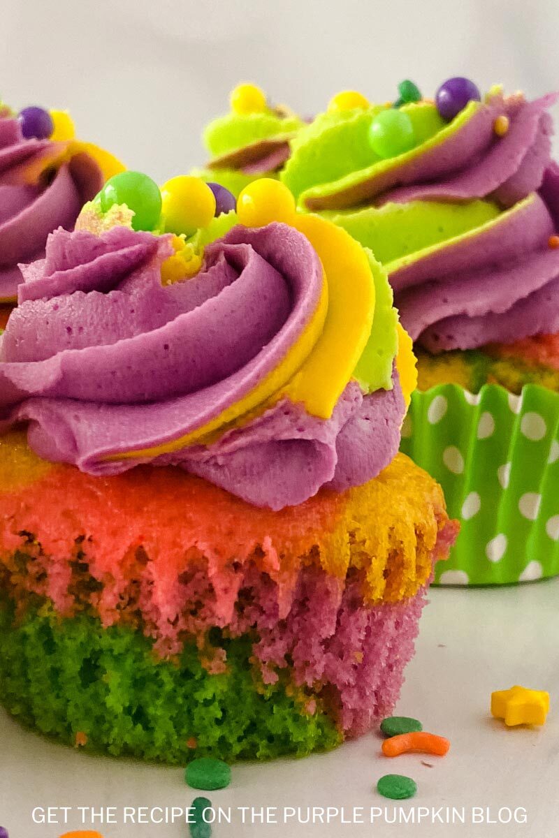 Purple, Yellow and Green Mardi Gras Cupcakes